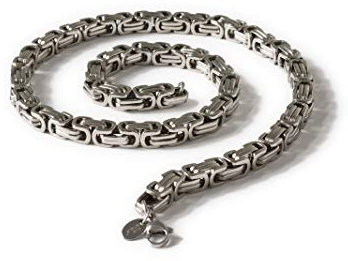 Fly Style 5 mm Starke Vierkant-Königskette oder Königs-Armband aus Edelstahl, Farbwahl:Silber, Längen:45 cm