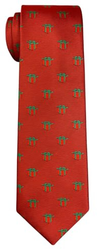 Retreez Corbata de Navidad microfibra de Patrón de Gráfico de Navidad de Navidad para niño 8-10 años - Rojo