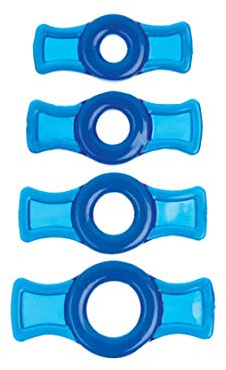 Doc Johnson Titanmen - 4 C-Ring Set - Helps Create Firmer and Thicker Erections - Side Tabs for Easy Removal and Adjustment - Blue