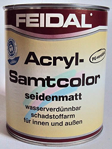 Feidal Acryl Samtcolor/Lichtgrau RAL 7035 / seidenmatt / 375 ml/auf Wasserbasis/PU-verstärkt/für höchste Ansprüche/für Holz, Stahl, Alu, Zink, Hart-PVC, Tapeten, Beton, Mauerwerk