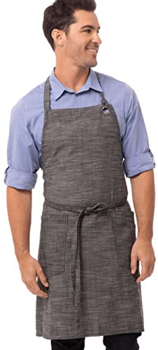 Chef Works Unisex Corvallis Bib Apron, Black Steel / Grey, One Size