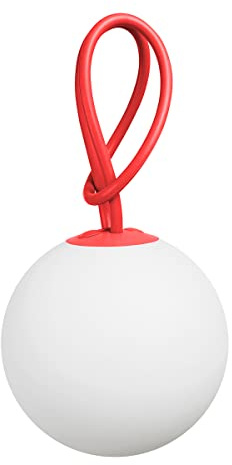 Fatboy Bolleke Hängelampe - Akku Pendelleuchte - Ø 20 cm - Rot | USB Aufladbar für bis zu 24 Stunden, Dimmbar -IP55 Kugellampe Für Drinnen & Draußen, 2700K, 3 Lichtstufen, 100 cm Schlaufe