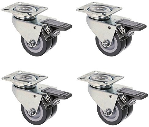 HRB Premium Strandkorbrollen, 4 Stück 50mm Doppelrollen Rasen geeignet mit Bremse, Tragkraft 320 kg