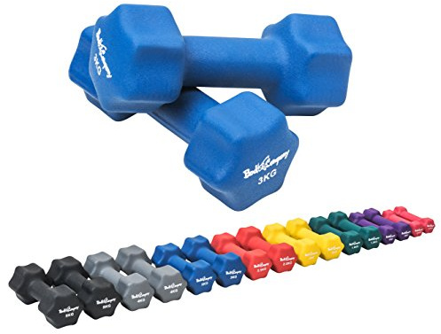 Bad Company Neopren-hantlar för aerobics, gymnastik och fitness I 2 x 3 kg (blå)
