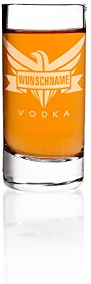 Herz & Heim® Vodka Schnaps-Glas mit Gravur des Wunschnamens