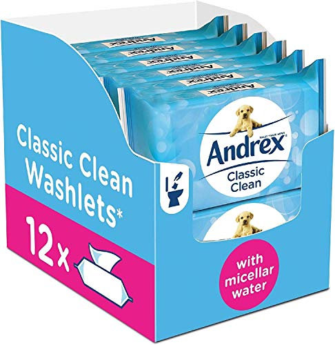 Andrex Washlets Flushable Toilet Tissue Wipes - 12 Packs (40 Per Pack, Total 480) by Andrex