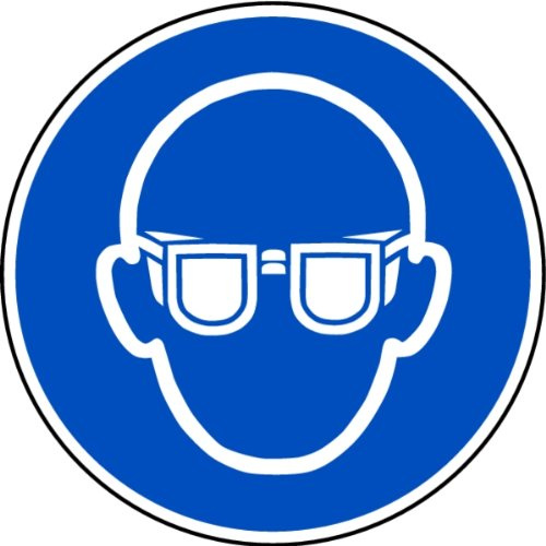 LEMAX® Gebotsschild, Augenschutz benutzen M004 DIN EN ISO 7010 Kunststoff weiß Aufdruckfarbe: blau, 200mm