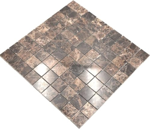 Mosaik Fliese Marmor Naturstein Impala braun poliert für BODEN WAND BAD WC DUSCHE KÜCHE FLIESENSPIEGEL, Mattengröße: 305x305 = 0,09 qm, Steingröße: 32x32x8 mm - 1 Matte