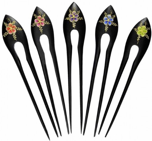 1 Pic à cheveux en bois motif fleur, bijoux de cheveux, épingle à cheveux, 1 unité, différentes couleurs possibles