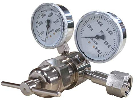 Miller Smith 827-00-27 Silverline High Pressure Analytical Brass Single Stage Regulators, 6000 PSI