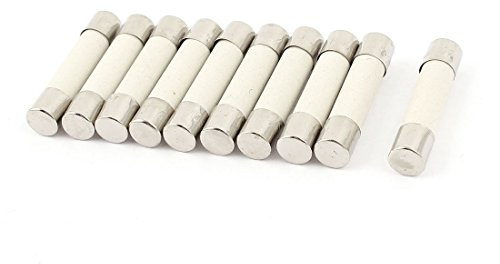 sourcing map 10 Piezas AC 250V 16A 6x30mm Cilíndrico Cerámico Tubo Fusibles | Rápido Soplado