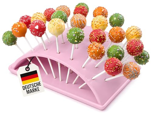 WELLGRO® Cake Pop Halter & Ständer rosa – Cake Pop Holder mit Löchern für Cake Pops, Lollis & Desserts – Candy Bar Zubehör für Hochzeit, Geburtstag, Party & Events