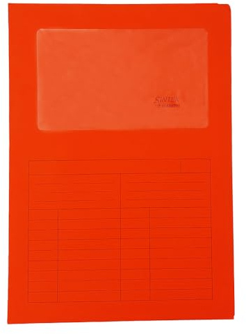 Blasetti Dokumentenmappen mit Fenster - SINTEX ROT Dokumentenordner für Büro, Format A4, Farbe Rot, Packung mit 50 Stück, 120 g/m² Papier, Auf zwei Seiten offen.