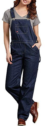 Dickies, dam, hängselbyxor i avslappnad stil med raka ben, Mörk indigo, XXL