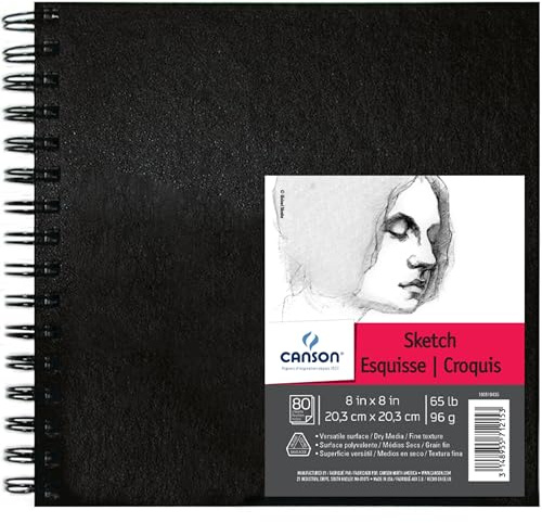 Canson Artist Series Sketchbook, Wirebound Journal, 8x8 inches, 160 Pages (65lb/96g) - Artist Paper for Adults and Students - Graphite, Charcoal, Pencil, Colored Pencil