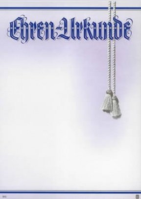 Albert Hoffmann Urkundenverlag Ehrenurkunden/DIN A4/ 9151 / Edelkarton (300 g/m²) 100 Stk