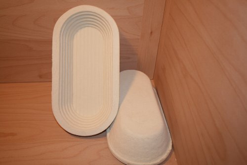 Gärkorb Brotform Holzschliff für 1,0 kg Brote, oval mit Rillen