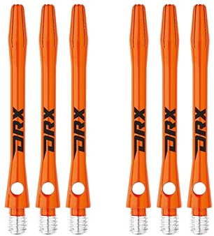 RED DRAGON DRX Coated Aluminium Medium Orange Logo Dart Stems (Shafts) - 2 Sets per Pack (6 Stems in total)
