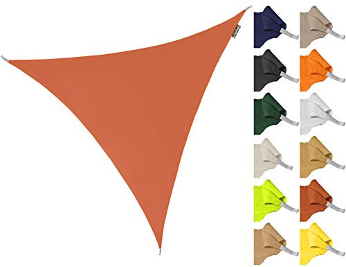 Kookaburra 5m Triangle Water Resistant Garden Patio Sun Shade Sail Canopy 96.5% UV Block with Free Rope (Terracotta)