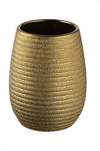 Bisk Tumbler Vaso Gold Gres 8,5 x 8,5 x 11 cm, Piedra, Dorado, 8.5 x 11 x 8.5 cm