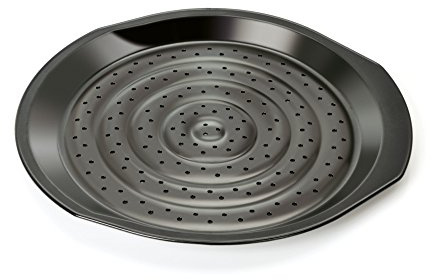 Original Kaiser Delicious Crossini Pizzaform 37 x 35 x 2,5 cm, Blech rund, Pizzablech rund antihaftbeschichtet, gewellter Thermoboden, Schwarz