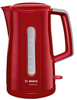 Bosch CompactClass TWK3A014, Hervidor de Agua, 2400 W, 1,7 litros, Color Rojo
