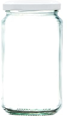 1lb / 370ml Glass Jam Jars with White Twist Lids | Pack of 12 | Perfect for Jam, Honey, Chutney and Preserves | Dishwasher Safe