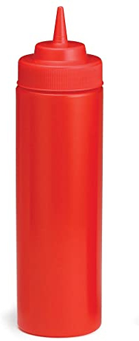Tablecraft Red Squeeze Sauce Bottle 12oz / 355ml - Set of 12 - Squeezy Ketchup Sauce Dispenser for Fast Food