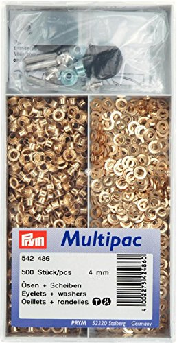 Prym 542486 Ösen und Scheiben MS 4,0 mm goldfarbig