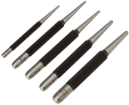 Starrett S117PC Körner Set, 1/16, 5/64, 3/32, 1/8, 5/32 Durchmesser, im Kunststoffkoffer