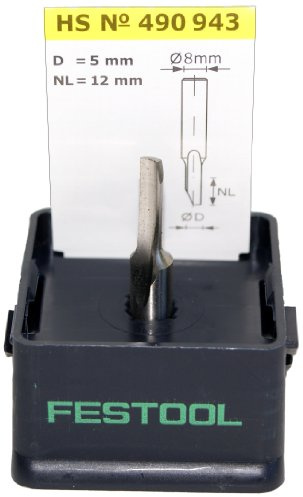 Festool Nutfräser HS S8 D 5/12 - Einschneidig für Weichholz | Schaftdurchmesser 8 mm, Schneidendurchmesser 5 mm, Nutzlänge 12 mm, Gesamtlänge 50 mm, 1 Stück