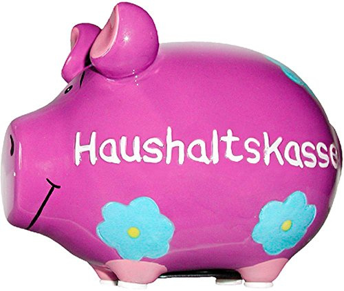 KCG Sparschwein Haushaltskasse - Rosa Keramik Sparschwein - 12.5 x 9 cm - Art Deco Design - Für Familien und Freunde, die süße Dekorationen mögen