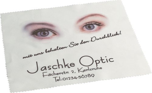 Brillenputztuch mit Foto & Text selbst gestalten und Bedrucken Lassen, 10x15 cm ✓ Microfaser-Tuch | Brillentuch zum Reinigen & Putzen von Brillen, Displays & Objektiven