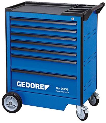 GEDORE Werkzeugwagen mit Einzelauszugssperre, 7 Schubladen | Gesamttragkraft 1000 kg statisch (750 Kg dynamisch), 40 KG pro Schublade / 60 Kg untere Schublade