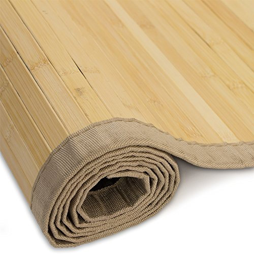 Homestyle4u 243, Bambusteppich 80x300 cm Bambusmatte Bad Teppich rutschfest Natur braun mit Bordüre
