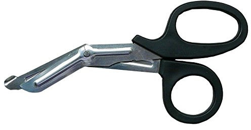 SANISMART | Universalschere 18,5 cm | Kleiderschere & Erste-Hilfe-Schere | Rostfreier Stahl | Kniebogen | Kunststoffgriff | DIN 58729