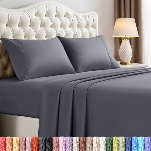 Utopia Bedding Full Sheet Set – 4 Piece Bed Sheets for Full Size Bed, Soft and Breathable Microfiber, Includes 1 Fitted Sheet, 1 Flat Sheet and 2 Pillowcases (Grey)