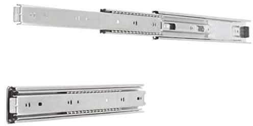 Amig - Guía de Cajón Metálica 500x45mm - Extracción Total con Rodamientos de Acero - Resistente a 30kg/Par - Acero Galvanizado, Plateado, Acero Aleado