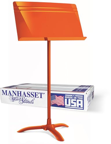 Manhasset 4806O Symphony Music Stand - Orange | Durable and Durable Sheet Music Stand Height Adjustable 20 x 12 in Office Classroom Orchestra and Band
