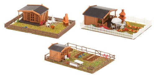 FALLER 272550 - Modellismo Ferroviario, Set di orticelli privati con Casette