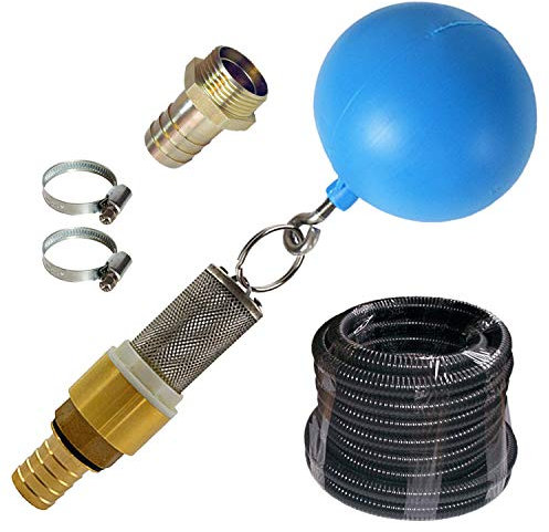 AMUR SAUGSCHLAUCH Set für HAUSWASSERWERK KREISELPUMPE JETPUMPE SCHWIMMENDE ENTNAHME Ansaug-Set 3 mit 15m Saug-/Druckschlauch Rückschlagventil aus Messing