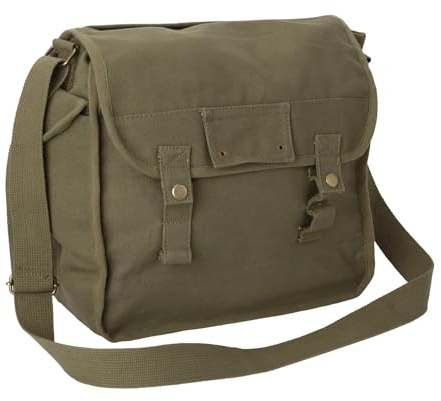 VINTIKA Large Cotton Canvas Side Bag (Olive)