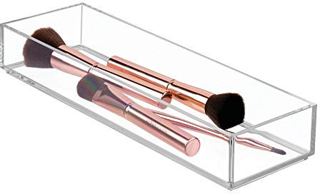 iDesign boîte de rangement pour tiroir de salle de bain ou cuisine, organisateur tiroir de taille moyenne en plastique, rangement maquillage empilable pour cosmétiques, transparent