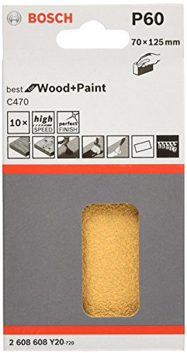 Bosch 2608608y19 70 x 125 mm Pack of 10 Abrasive Discs C470, Beige, 2608608Y20