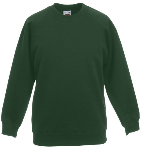 Fruit of the Loom Unisex Kids Raglan Classic Sweater, Bottle Green, 14-15 Years (Manufacturer Size:36)
