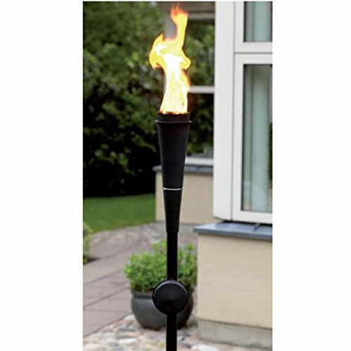 Krause & Sohn Gartenfackel Metall, Stabfackel mit Lampenölbetrieb, Fackel, Dekofackel (4, Schwarz)