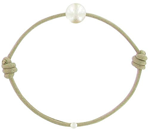 LES POULETTES BIJOUX – barnarmband – min första pärla – vaxat bandarmband – vit odlad sötvattenspärla 6–7 mm – färger, En storlek, Pärla, Pärla