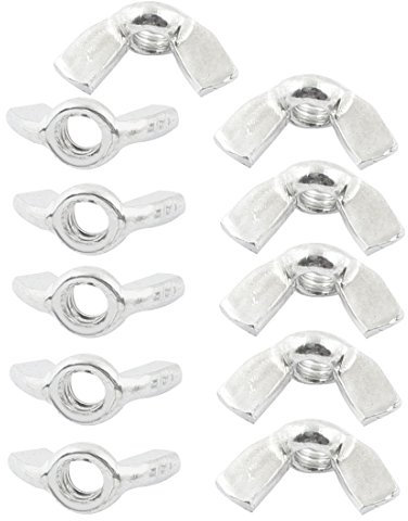 sourcing map 11 Stück Flügelmutter Schmetterling Flügelmutter 1/4 Zoll Innengewinde Silber Ton