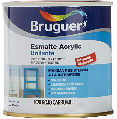 Bruguer Acrylic Multisuperficie Esmalte al agua Brillante Rojo Carruajes 250 ml