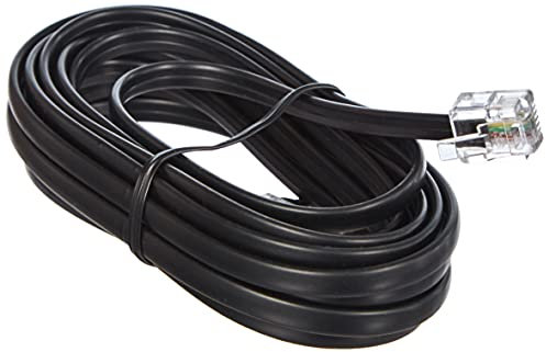 goobay Telefonkabel 3m, flaches Modularkabel mit RJ11 Stecker (6P4C), als Anschlusskabel für Telefon, Fax, Router, Modem, DSL, schwarz - 50317